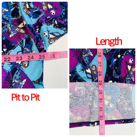LuLaRoe Purple Aqua Nightmare Before Christmas Halloween Rare Short Sleeve Top M - Picture 8 of 8